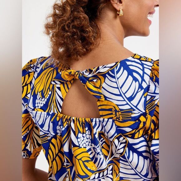 TALBOTS TIE BACK TOP - COLORBLOCK LEAVES‎ - Picture 2 of 5